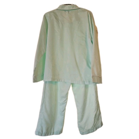 Miss Elaine Pajama Set Large Floral Jacquard 2 Piece Set Light Green - Picture 6 of 11
